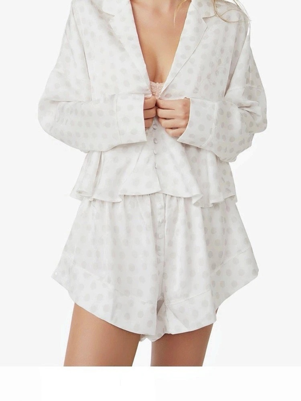 Free People Intimately FP Beauty Sleep Pajama Set White Polka Dot